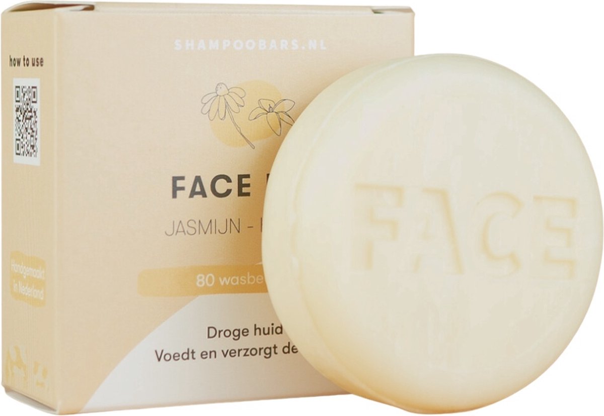 ShampooBars - Facewash Bar Jasmijn Kamille Droge Huid - 60g