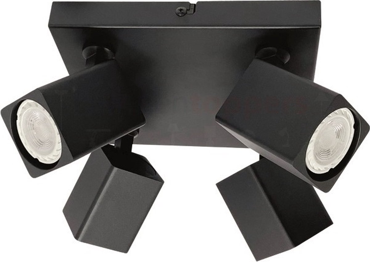 Spot Quadro Zwart GU10 4-Lichts