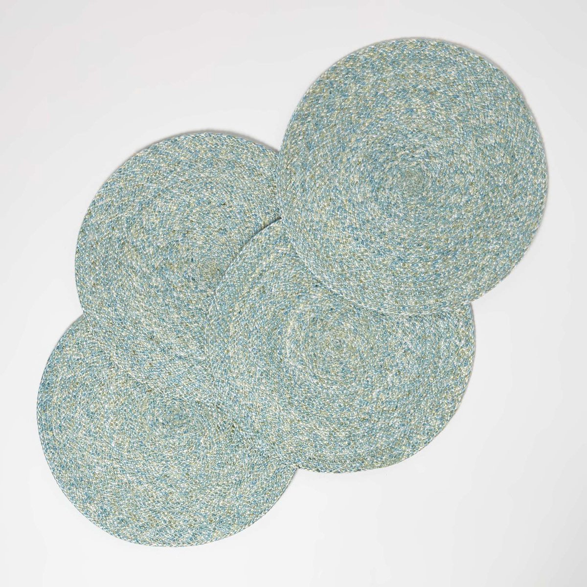 Homescapes groene placemats in een set van 4, 40 cm - 4x ronde gevlochten placemats