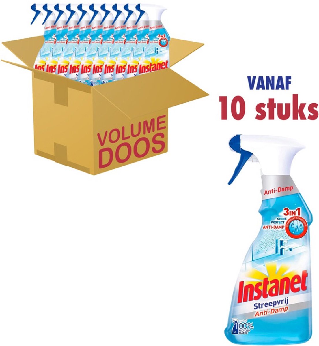 Instanet - Anti-damp spray - Glasreiniger - Streepvrij - 10 x 500 ML - Voordeelverpakking