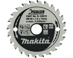 Makita Ø 85mm Asgat 15mm 24T Cirkelzaagblad voor Laminaat | Specialized: Gemelamineerd - B-33819