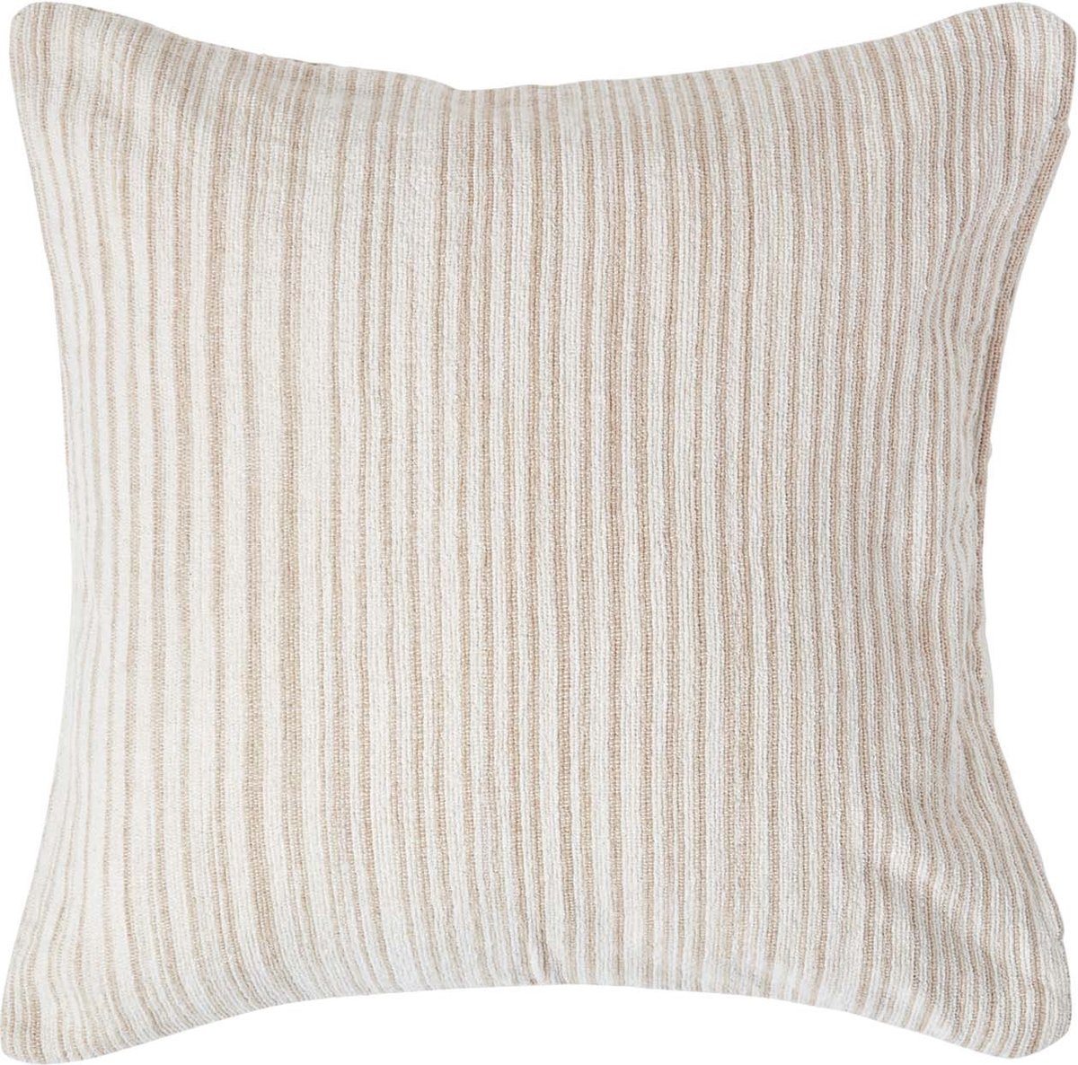 Homescapes Beige gestreepte chenille kussenhoes 45 x 45 cm