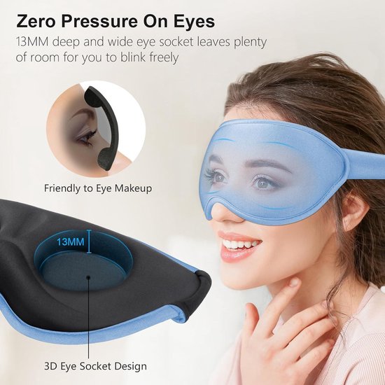 Gritin 100% Verduisterende Slaapmaskers voor Dames en Heren - Zonder Oogdruk - Ergonomisch Ontwerp 3D-Uitsparing Oogbeweging en Wimpervriendelijk, Ultrazacht en Comfortabel Oogmasker om te Slapen