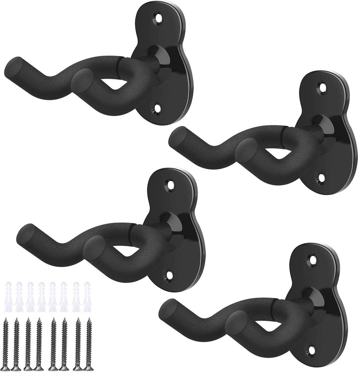 Wall Mount Guitar Hanger Hook Holder Stand for Bass Electric Acoustic Guitar - 4 Pack