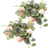 8 Pcs Hulst Berry Kaars Ring Kleine Kunstmatige Rode Bessen Pine Naalden Krans Voor Kerst Garland Ornamenten Decor (MULTI