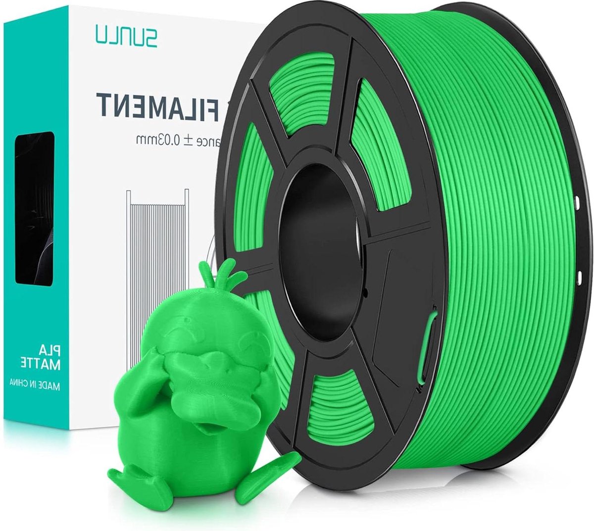 1.75mm Matte PLA Filament voor FDM 3D Printer - Matte Oppervlakte - Gemakkelijk te Gebruiken - 1kg (2.2lbs) Coil - Groen