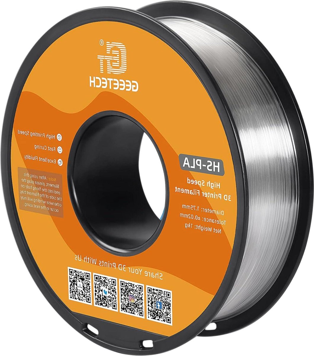 HS-PLA-filament 1,75 mm voor high-speed 3D-printer - transparant - 1 kg