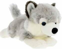 Keel Toys Knuffeldier Puppy Husky hond - zachte pluche stof - premium knuffels - grijs - 35 cm - honden knuffel huisdieren