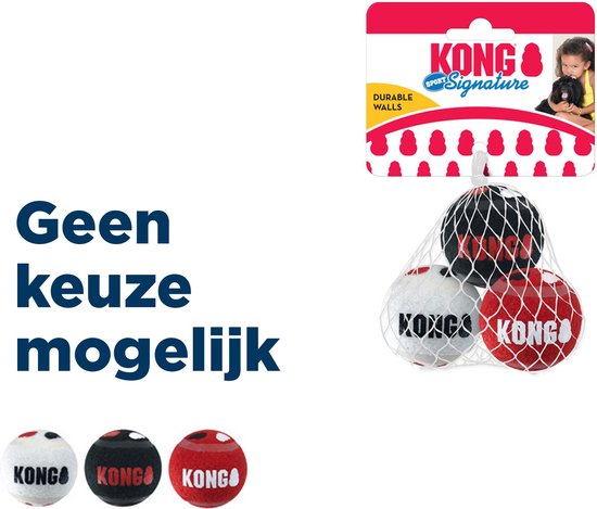 KONG Signature Speelballen S - steviger dan tennisballen - niet schurend materiaal - speelbal voor honden - 3 stuks