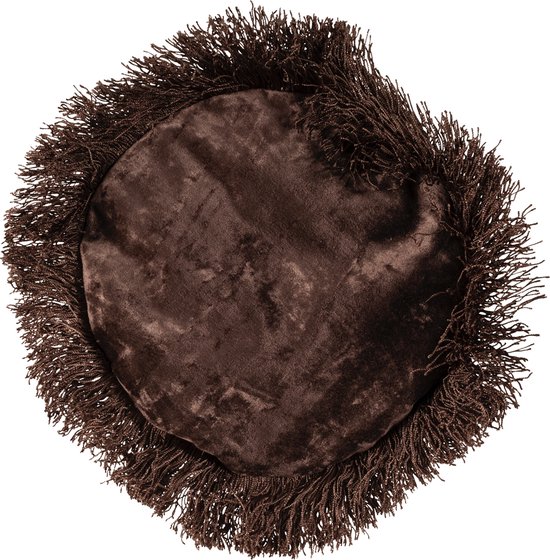 Traversin Penelope Franges marron dia22x50cm