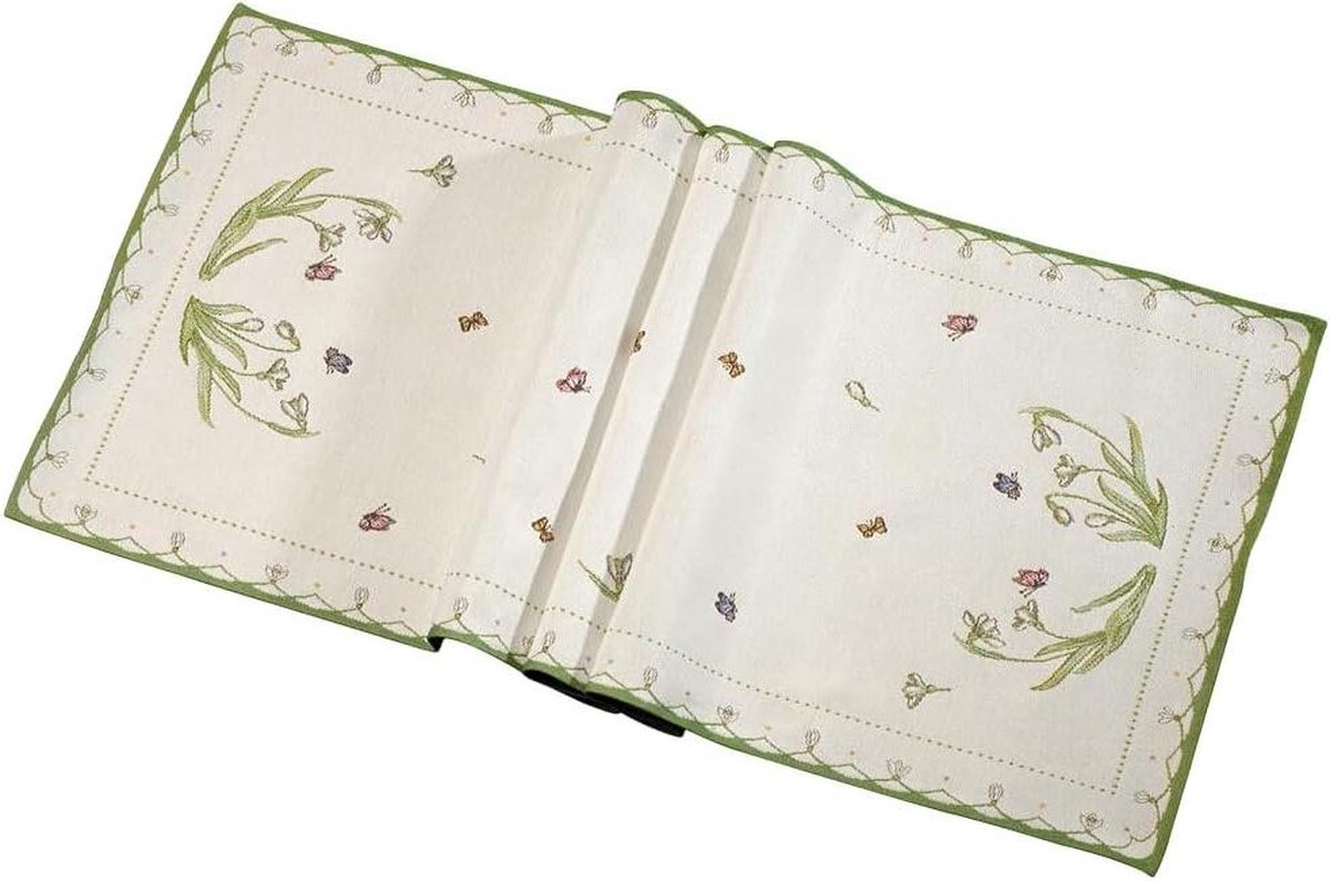 Colourful Spring Tafelloper - 49 x 143 cm - katoen polyester - wit kleurrijk - Lente Thema