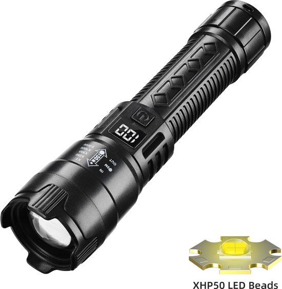 Foto: Besjaar zaklamp led oplaadbaar zaklamp 2500 lumen usb c oplaadbaar militaire zaklamp zaklamp militaire waterproof ip65