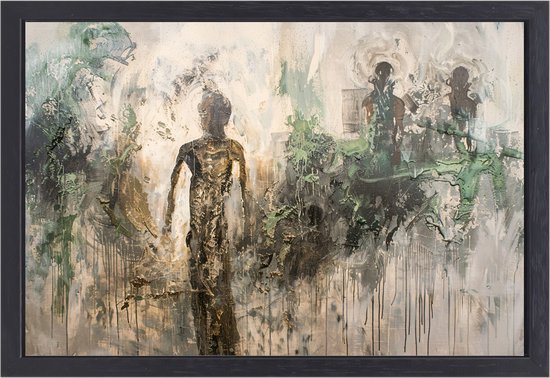 Tableaux expressionnisme abstrait - Tableau abstrait - Tableaux sur toile Salon - Tableau moderne - Toile avec cadre cuisine - Toile de décoration murale chambre avec cadre 60x40 cm