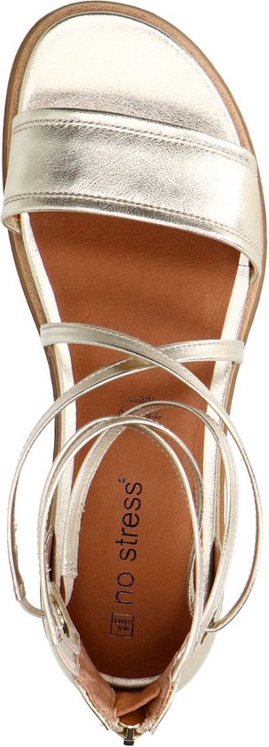 No Stress - Femme - Sandales à brides en cuir doré - Taille 37