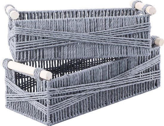 Asking 6 Pack Plastic Storage Baskets, Woven Basket, Black