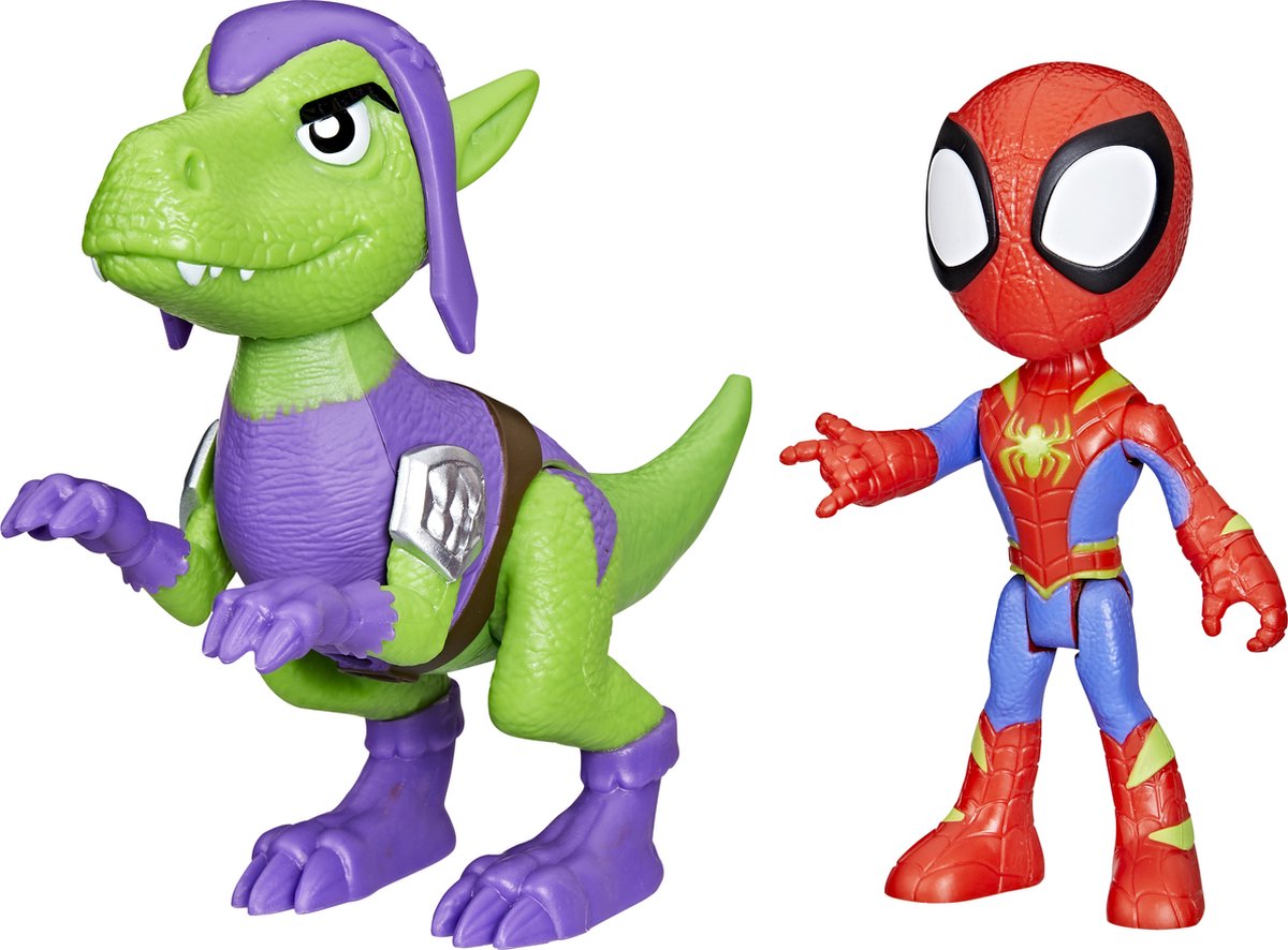 Marvel Spidey and His Amazing Friends - Dino-Webs Spidey en Goblin Raptor - Actiefiguur - 10 cm