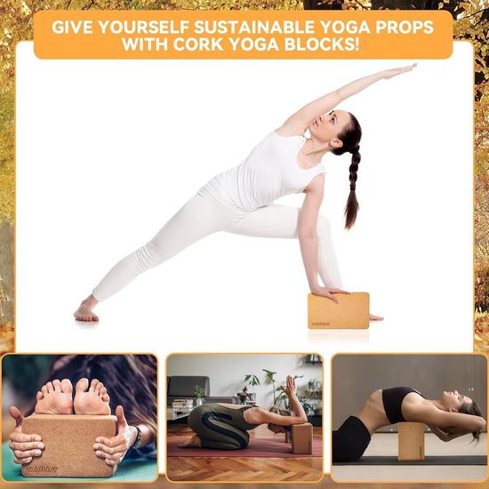 Yogablok ondersteunend latexvrij EVA-schuim zacht antislip oppervlak - voor yoga pilates meditatie - grip en stabiliteit yoga block wood — afbeelding 3