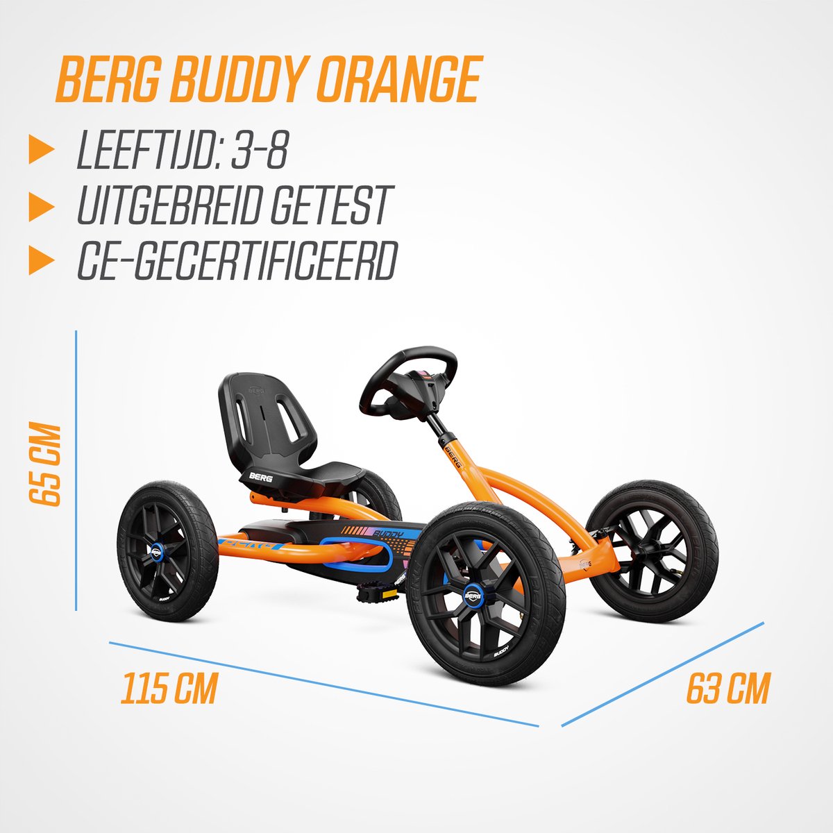 BERG Buddy B-Orange Skelter - 3+ Jaar - Verstelbare Stoel - Vrijloopautomaat - Oranje — afbeelding 4