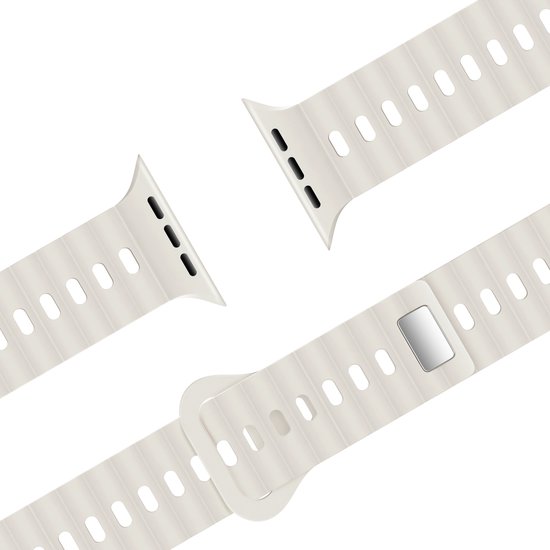 Bandz Bracelet en Siliconen 'Single Link' - adapté aux Apple Watch séries 1/2/3/4/5/6/7/8/9/SE/ Ultra - grandes tailles - 42 mm 44 mm 45 mm 49 mm - starlight/starlight