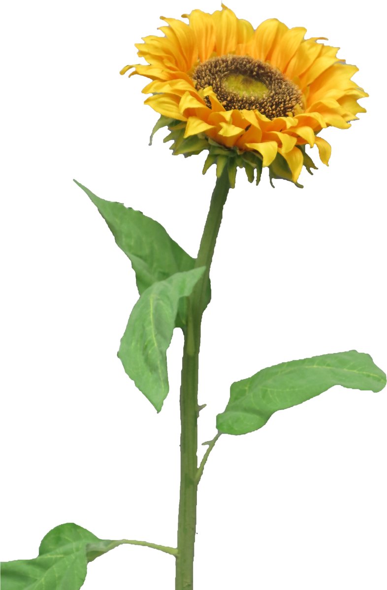 Bellatio Design Kunstbloem Zonnebloem Helianthus - 77 cm - losse steel - kunst zijdebloem Geel