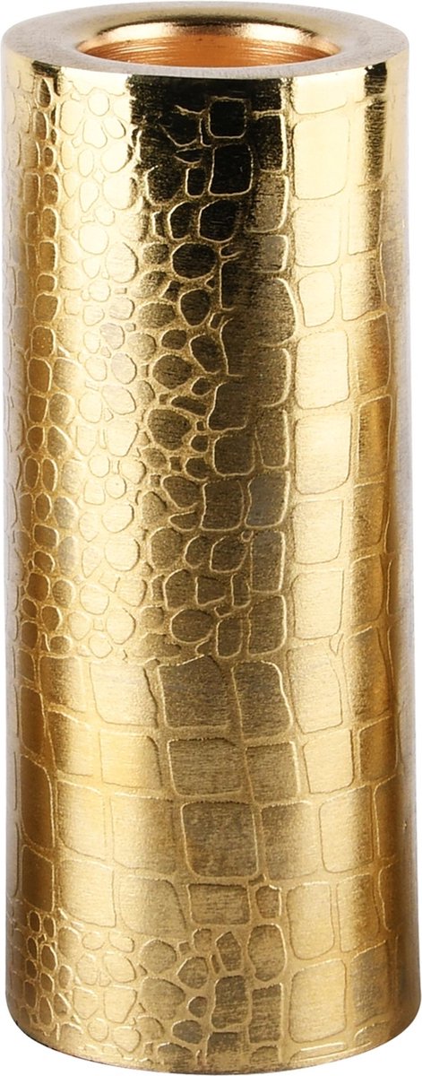 Dekoratief | Theelichthouder 'Gold Tube', metaal, 7x7x16cm | A248282