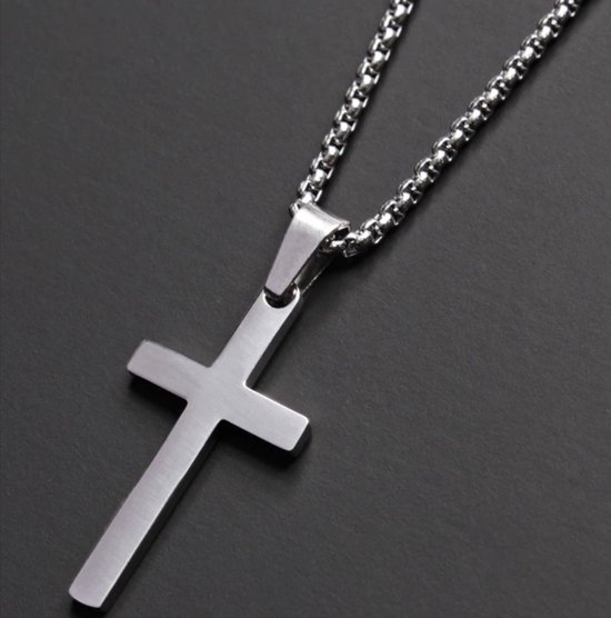 CHPN - Collier avec croix - Collier avec croix dessus - Argent sterling 925 - Croix - Fidèle - Collier tendance - Collier - Cadeau - Chaîne - Unisexe