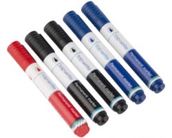 Markeerstiften Permanent | Zwart, Blauw & Rood | 5 stuks