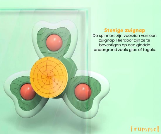 Frummel Fidget Spinners XL met Zuignap - Badspeelgoed - Sensorisch speelgoed - Fidget Toys - Badspinner - Fidget Spinner voor op Autoraam - 3 stuks van Frummel — afbeelding 5
