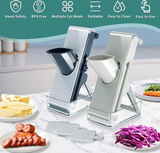 Mandoline De Cuisine Multifonction - Coupe Légumes Adjustable Avec 4 Lames Pour Julienne, Tranches, Dés