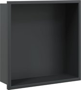 vidaXL Niche de douche - 32 x 32 x 9 cm - Zwart mat - Niche de douche en acier inoxydable - Équipement de salle de bain - Solution de rangement - Montage mural - Niche de Douche en acier inoxydable