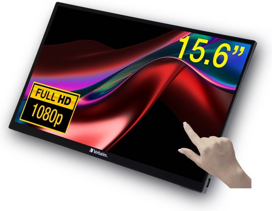 Verbatim PMT-15 15,6″ draagbare Full HD touchscreen monitor USB-C mini HDMI inklapbare standaard