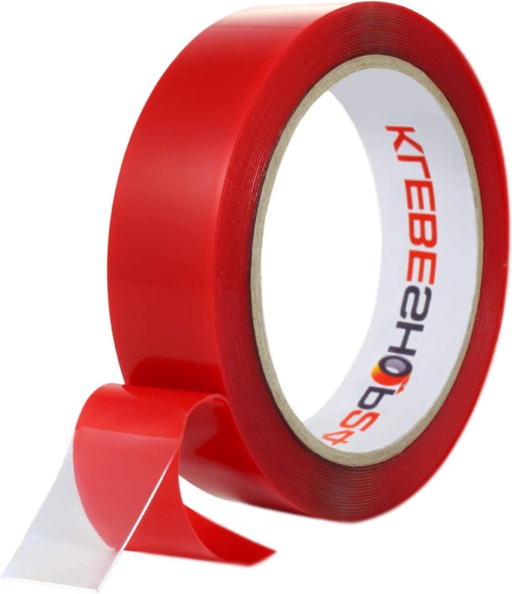 Montagekleefband dubbelzijdig - permanent klevend - 5 m op rol - breedte selecteerbaar - dikte 0.5 mm - rekbaar - zeer transparant - temperatuurbestendig | 25 mm x 5 m