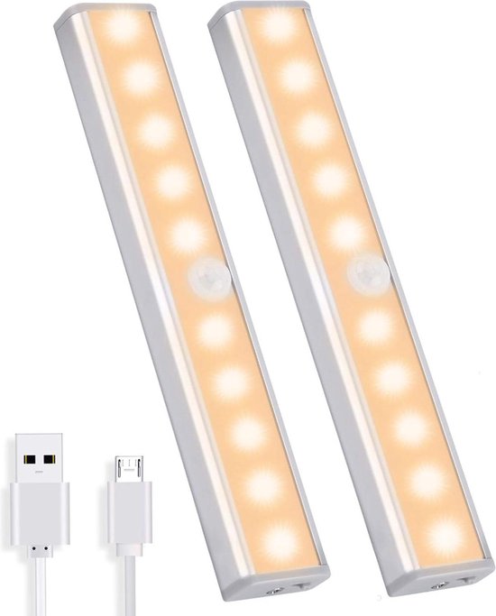 OxyLED kastverlichting met bewegingsmelder 3 stuks LED bewegingsmelder kastverlichting, stick overal wireless 10 LED kastverlichting met magneetstrip voor binnen en buiten kast keuken