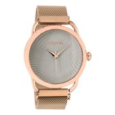 OOZOO Timepieces - Rosé goudkleurige horloge met rosé goudkleurige metalen mesh armband - C10698