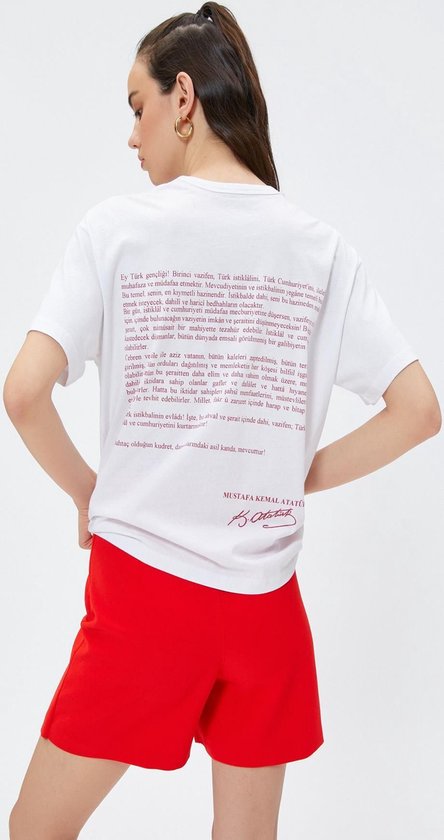Koton 3SAK50025PK Volwassenen Vrouwen T-shirt Single - Wit - S