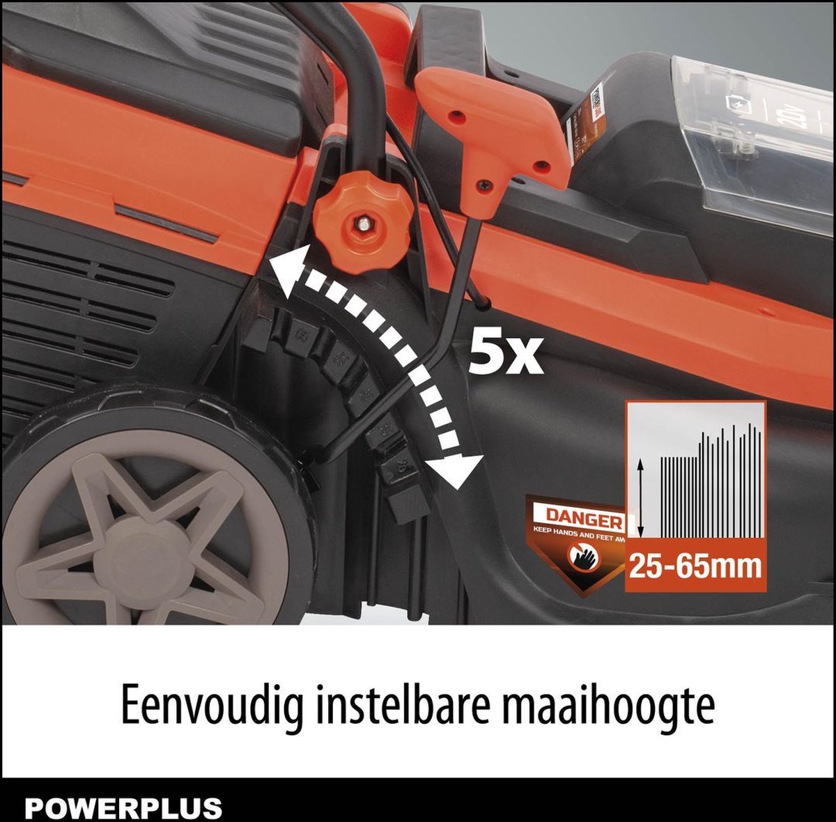 Dual Power Accu-grasmaaier POWDPGLWS1 - 20 V, 340 mm Ø grasmaaier, met accu en lader, met 30 L grasopvangbak en achteruitworp – foto 7