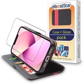 ebestStar - Hoes voor iPhone 14, iPhone 13 Apple, Wallet Etui, Book case hoesje, Zwart, Rood + Gehard Glas