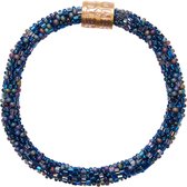 Return to Sender | Armband roll on blauw met glazen kralen - kralenarmband Ø 7 cm