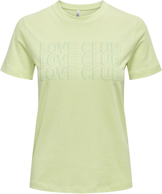 Only T-shirt Onltruly Reg S/s Print Top Box Jrs 15324394 Shadow Lime/club Dames Maat - L
