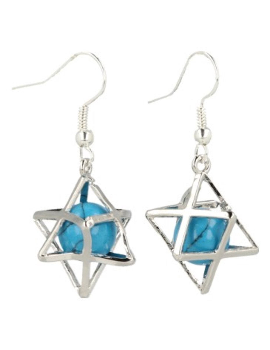 Howliet blauw (gekleurd) oorbellen merkabah