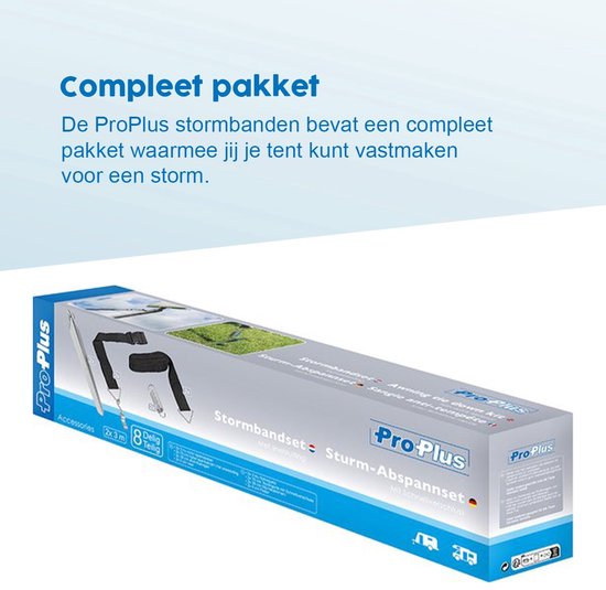 ProPlus Stormbandenset - 3 M - Met snelsluiting 70 cm - Stormlijnset - Tent Stormkit - Caravan- en camperluifels - Voortenten - Compleet pakket - Incl. stormharingen & veer van ProPlus — afbeelding 4