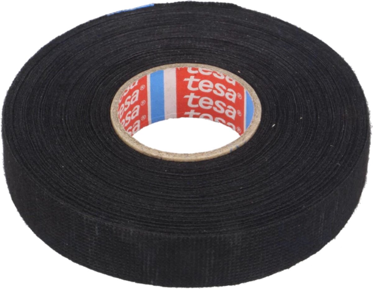 TESA Linnentape PET-wol - 19 mm breed - 250 um dik - Tot 105 graden - 25 meter - zwart