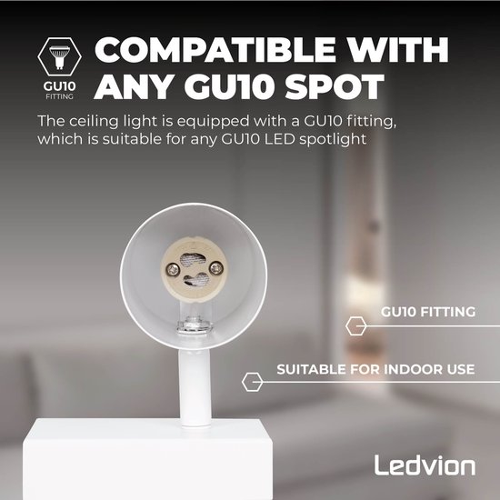 LEDVION - LED Plafondspot - Wit 4-lichts - Dimbaar