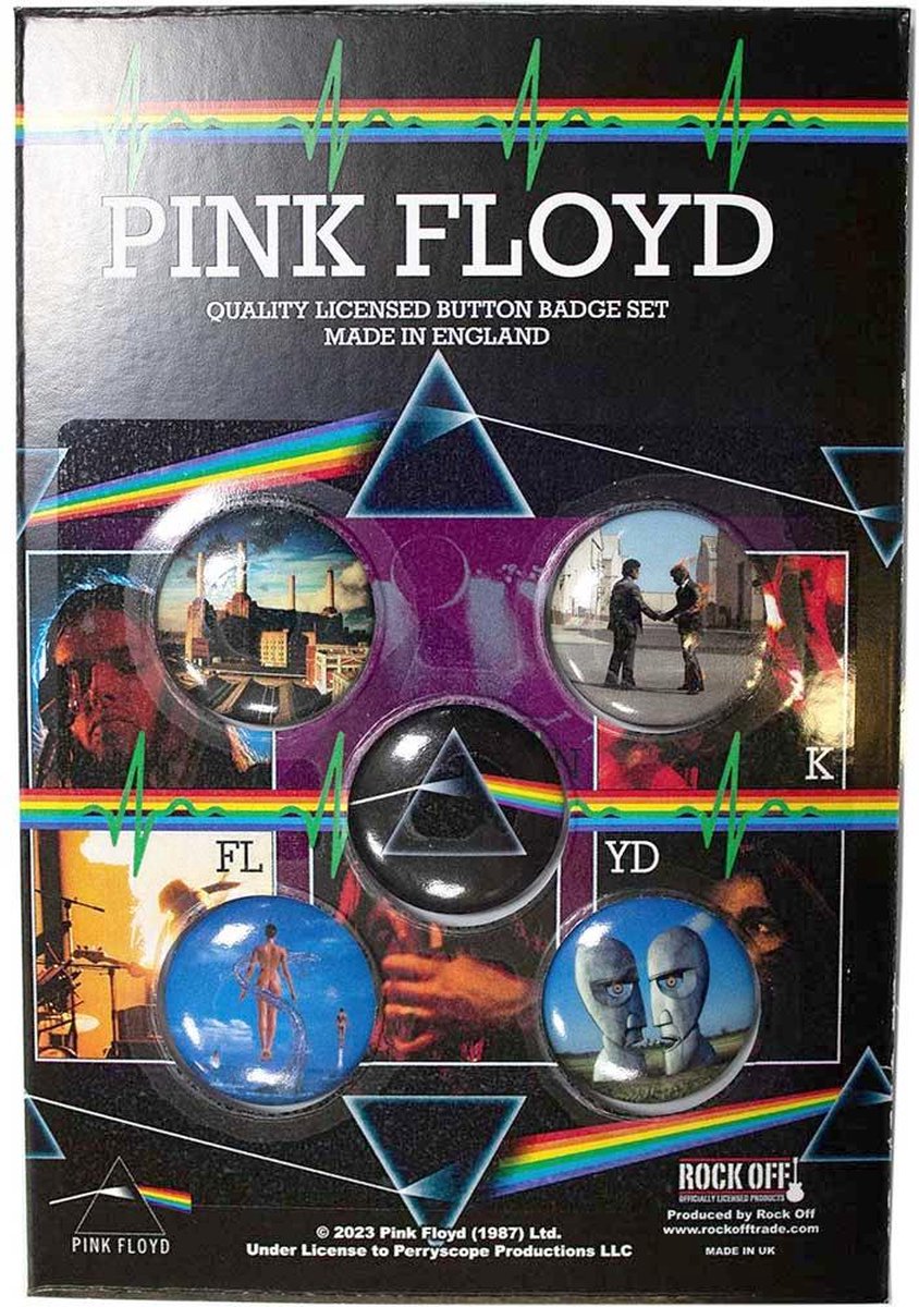 Pink Floyd - Album Covers Badge/button - Set van 5 - Multicolours