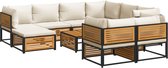 vidaXL - 10-delige - Loungeset - met - kussens - massief - acaciahout
