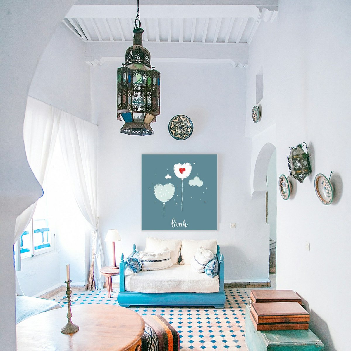 Wanddecoratie met hart | Kinderkamer decoratie op Dibond 40x40cm - Kinderkamer accessoires