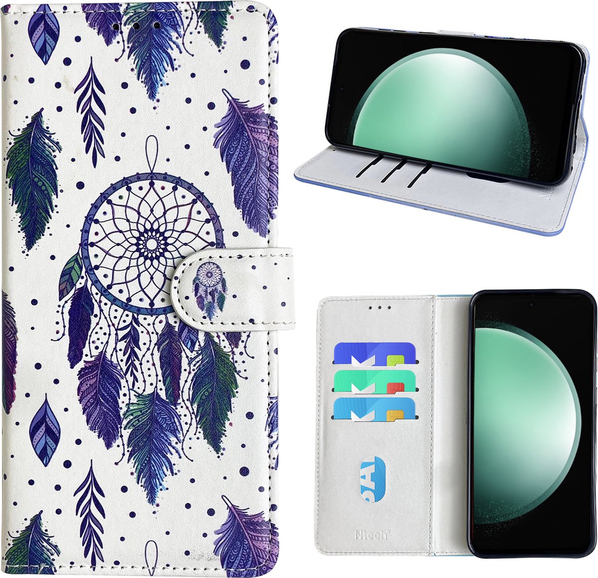 Hoesje geschikt voor Samsung Galaxy S23 FE Bookcase met dromenvanger print Roze