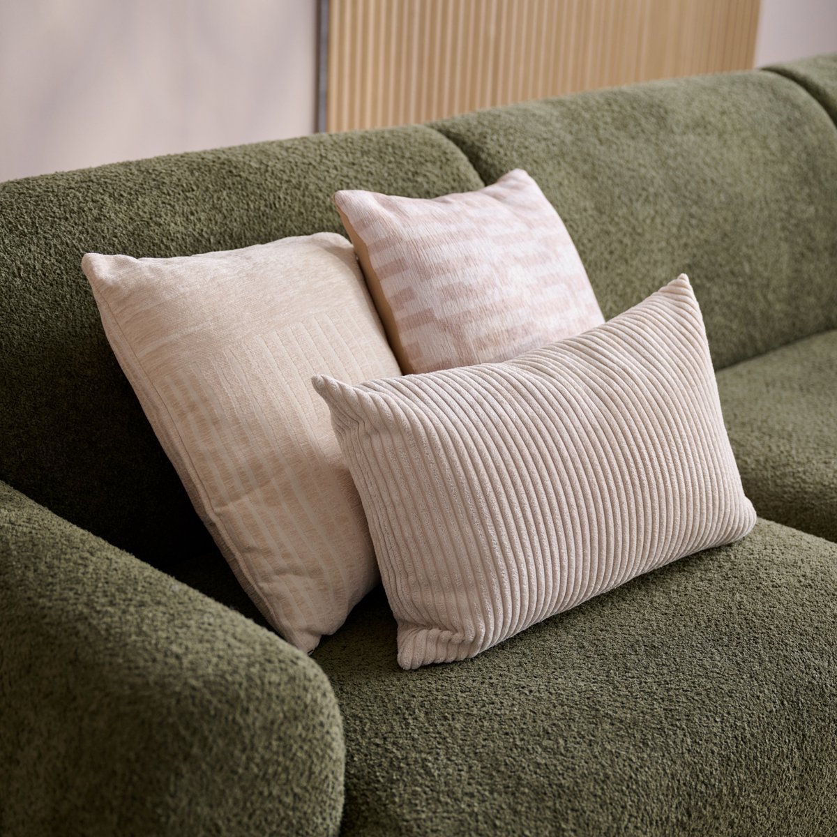 Sierkussen Ribbels - Polyester - Creme - 35 x 55 x 0 cm (BxHxD)