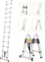 Bol.com Multifunctionele Ladder Trapladder - Standaard EN131 - Maximale belasting 1497 kg - 38 m Stabilisatiestang - Topkwalitei... aanbieding