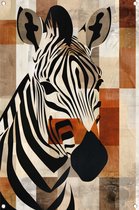 Zebra tuinposter - Dieren poster - Tuinposter Patroon - Muurdecoratie buiten - Tuin poster - Tuin decoratie voor buiten tuinposter 100x150 cm